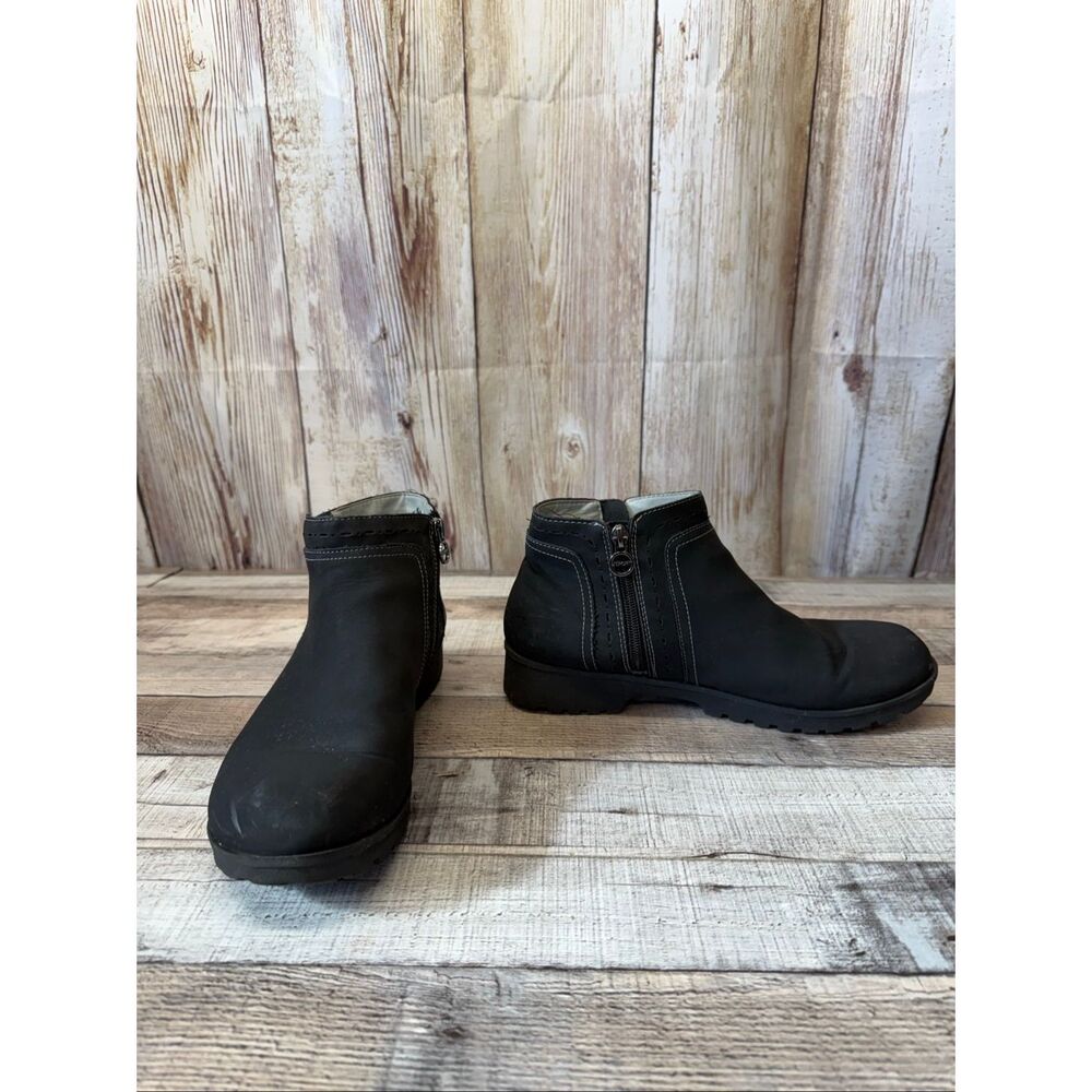 JSport by Jambu Boots Womens 9M Jenna Ankle Booties Black Faux Leather Side Zip